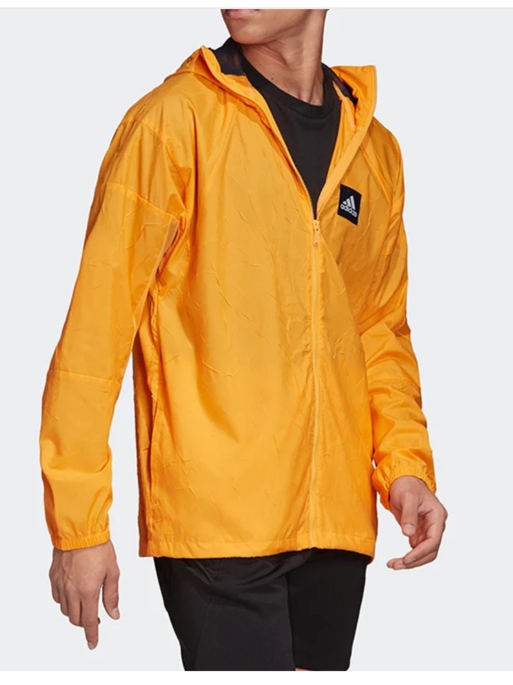 adidas Men's Hooded Windbreaker Jacket in Bright Yellow